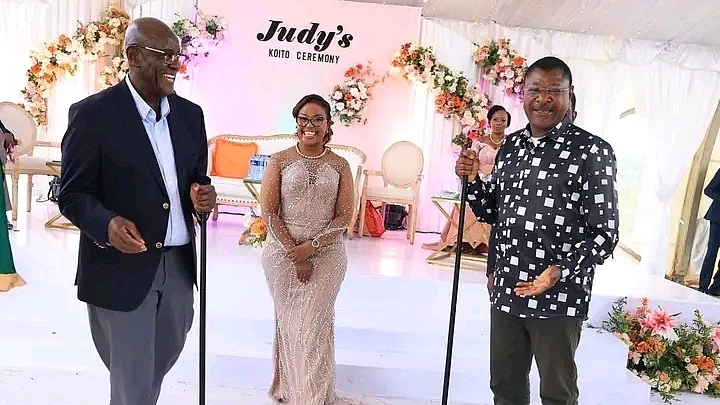 Judge Justice Aggrey Muchelule, his bride Judy Kerich during their traditional 'Koito' ceremony at Kesses in Uasin Gishu County
