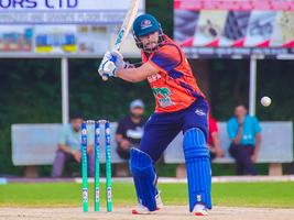 Sachin Gill of Swamibapa in action in a Nairobi County Cricket Association T20 League match