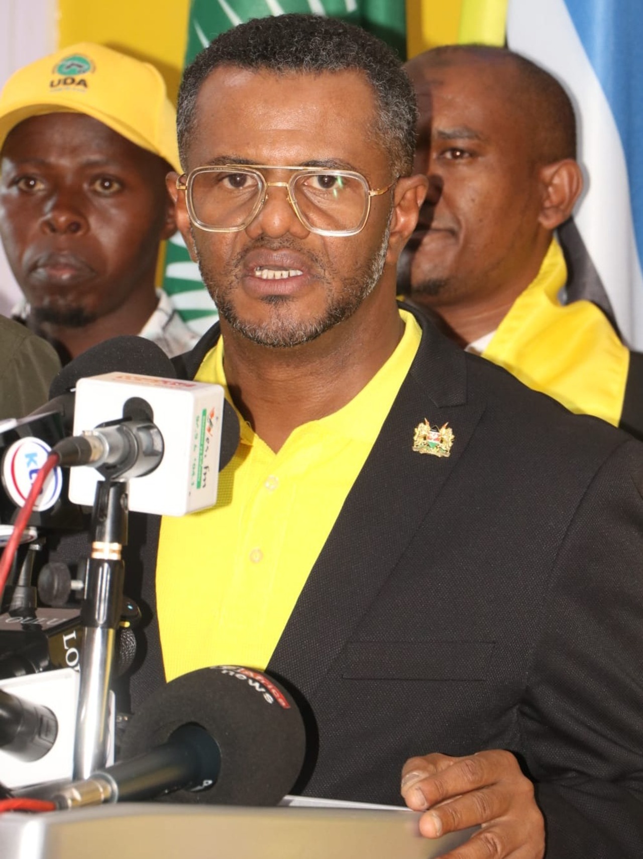 UDA Secretary-General Hassan Omar addressing the media at the party’s headquarters in Nairobi on April 22, 2026.
