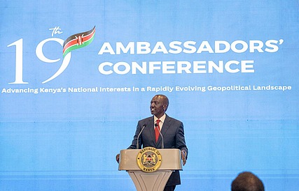 President William Ruto speaking during the 19th Ambassadors and High Commissioners Conference at Safari Park hotel in Nairobi on March 28, 2026