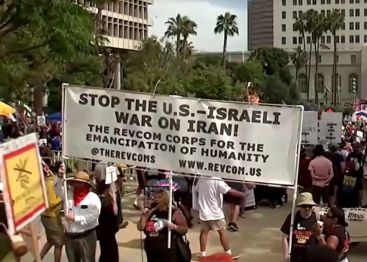 Americans protesting in Los Angeles over what they termes unfair terror on Iran.