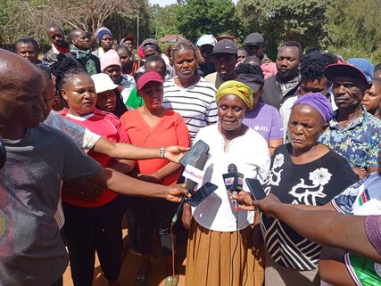 Ms Teresia Ndinda addressing journalists on February 6, 2026, near Kangundo town. Local residents have urged aspirants and elected leaders in the region to prioritise service delivery and halt premature political campaigns