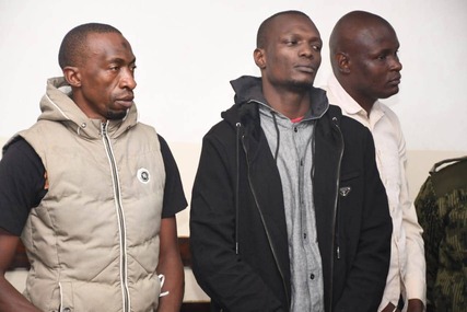 Some of the accused in the murder of former MP Ong'ondo Were case at Kibera High Court 