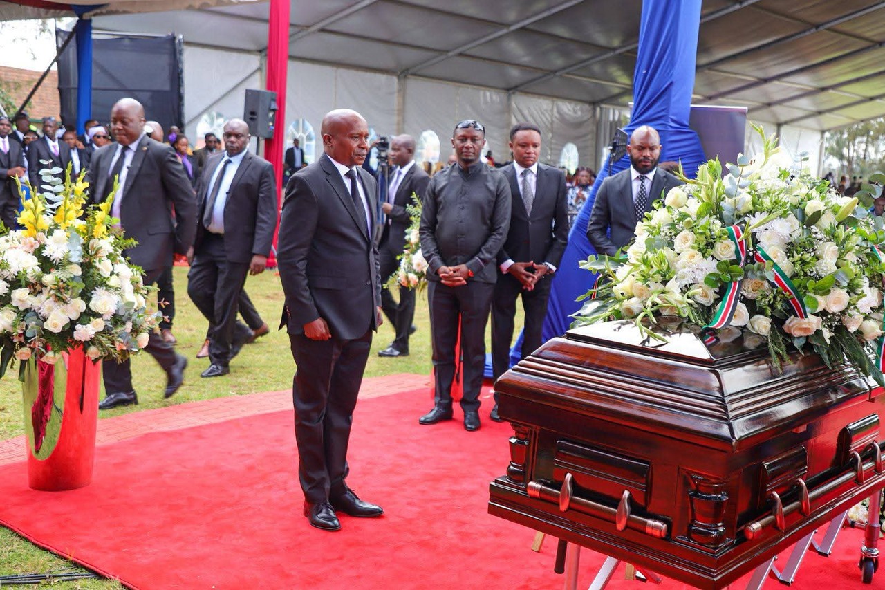 Deputy President Prof Kithure Kindiki pays his final respect to the former Ol Kalou MP David Njuguna Kiaraho, who was buried at his Tigoni farm in Limuru on April 10, 2026.