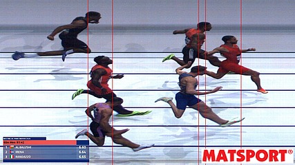 Ferdinand Omanyala in fourth place at the 2026 Paris Indoor Meeting