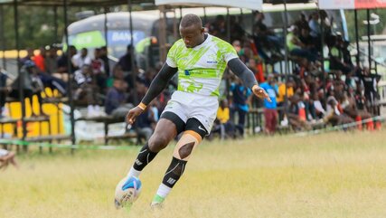 Levy Amunga of KCB RFC in action against hosts Nakuru