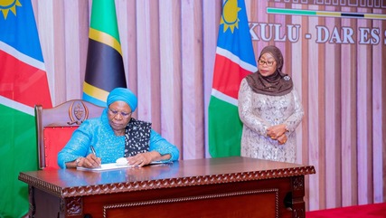 Netumbo Nandi-Ndaitwah with Samia Suluhu Hassan