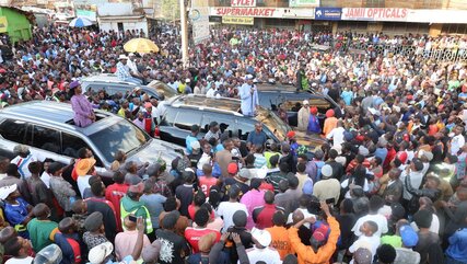 Kalonzo Musyoka of Wiper Patriotic Front addressing a political rally at Runyenjes, Embu County