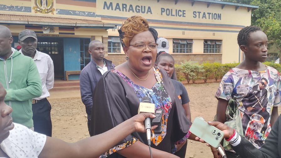Maragua MP Mary wa Maua when she stormed Maragua Police Station