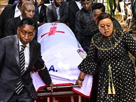 Leaders carry the coffin bearing the body of the late Ol Kalou MP David Njuguna Kiaraho at Tigoni in Kiambu County where he was interred on April 10, 2026