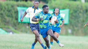 Festus Shiasi of KCB RFC speeds away with the ball 