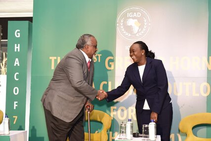 Deborah Barasa greets Mohamed Abdi Ware