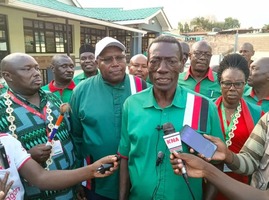 Kenya National Union of Teachers (KNUT) Secretary General Collins Oyuu speaking to the press at Tom Mboya Labour College in Kisumu on April 3, 2026