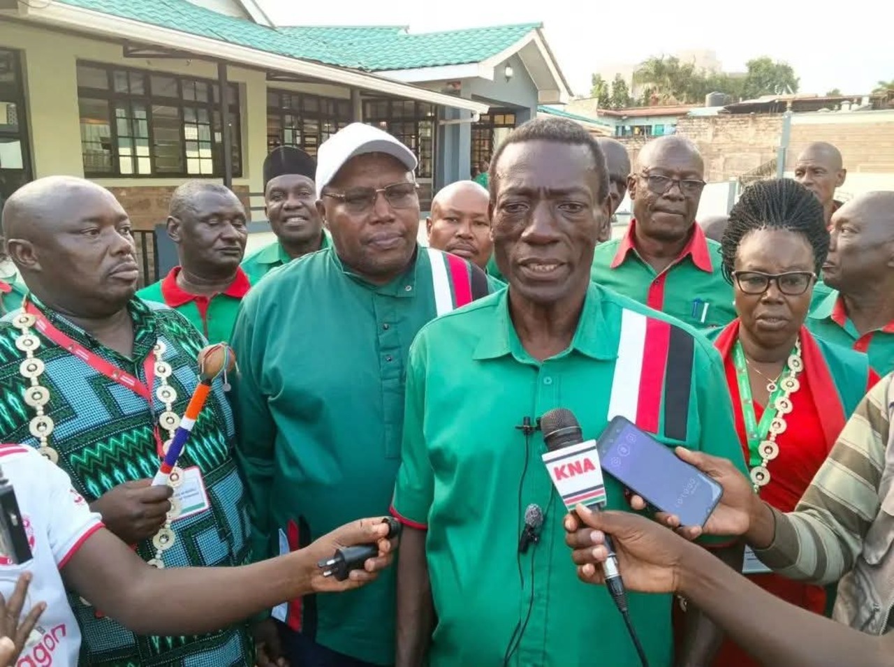 Kenya National Union of Teachers (KNUT) Secretary General Collins Oyuu speaking to the press at Tom Mboya Labour College in Kisumu on April 3, 2026