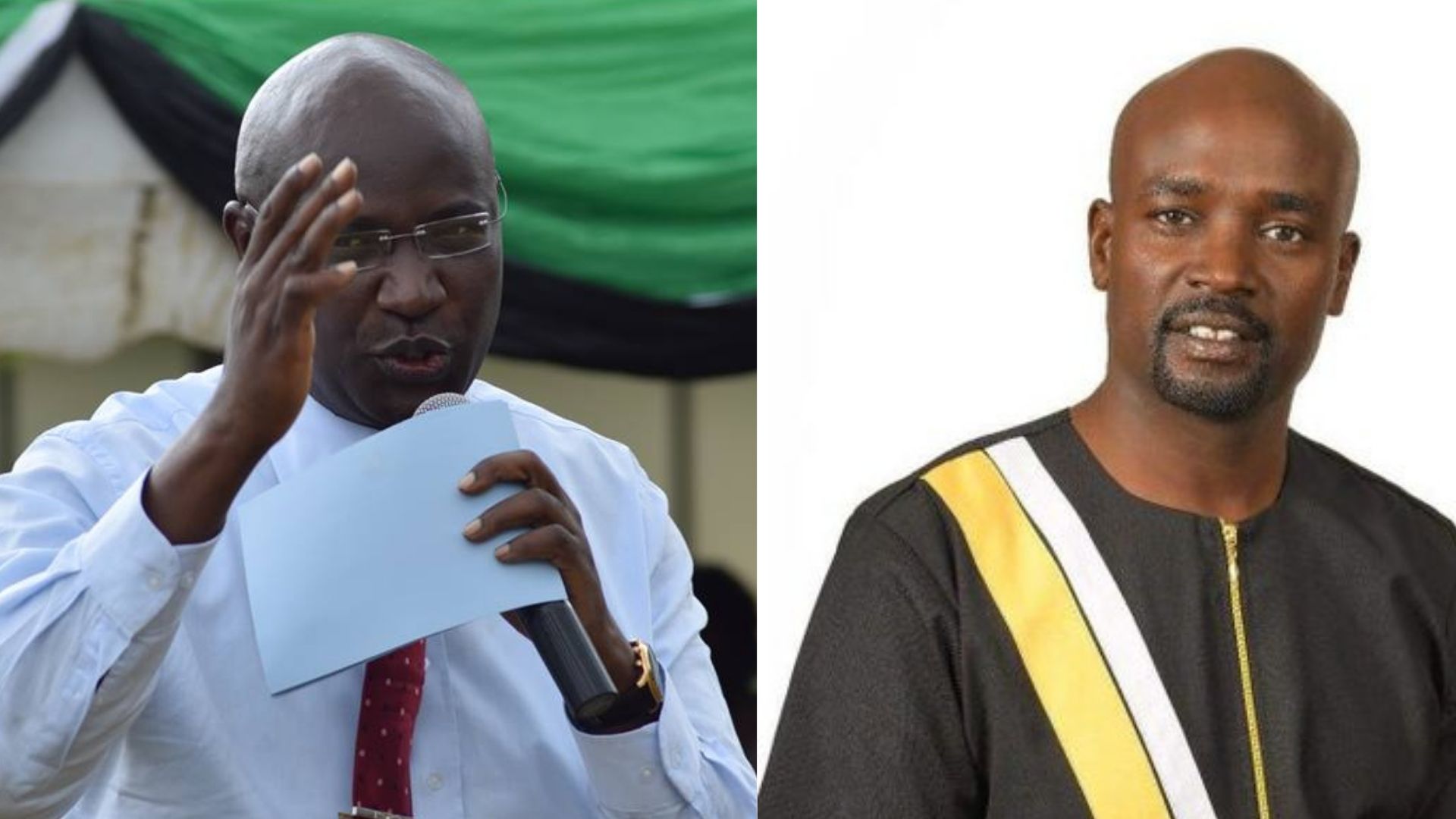 Hillary Barchok (right) and Bungoma ex-governor Wycliffe Wangamati