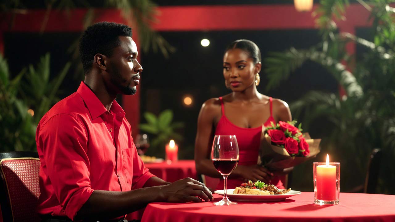 Romantic red-themed dinner date