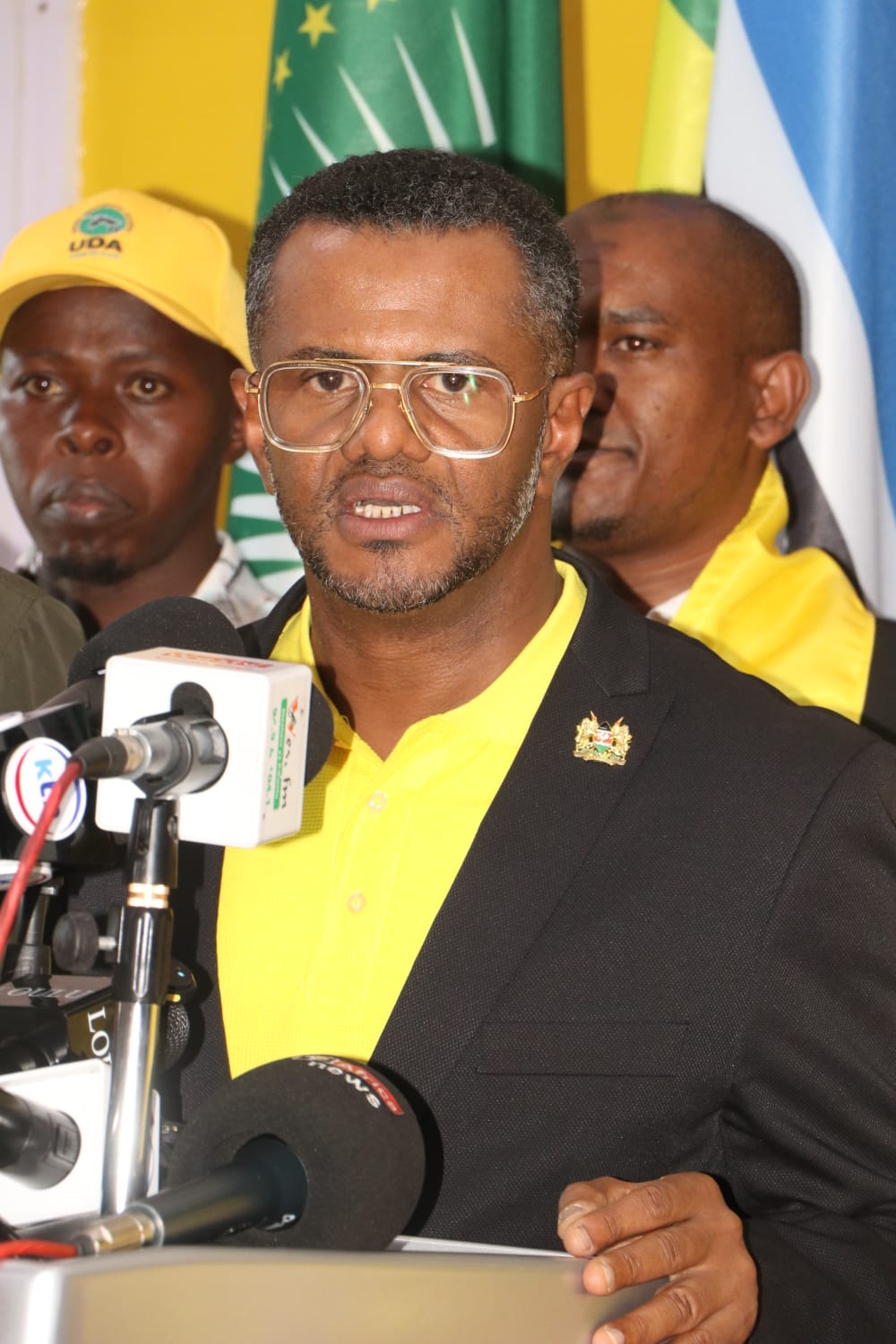 UDA Secretary-General Hassan Omar addressing the media at the party’s headquarters in Nairobi on April 22, 2026.
