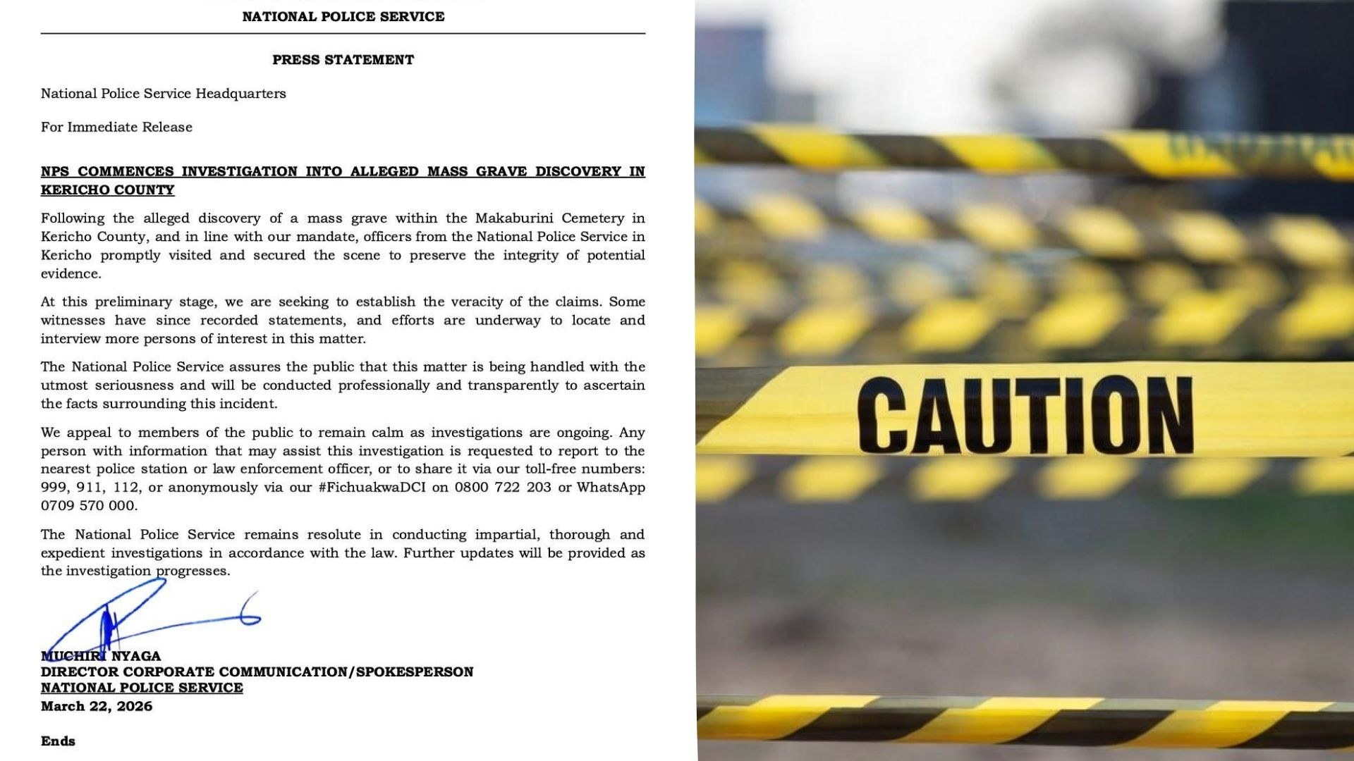 Police investigate Kericho mass grave reports