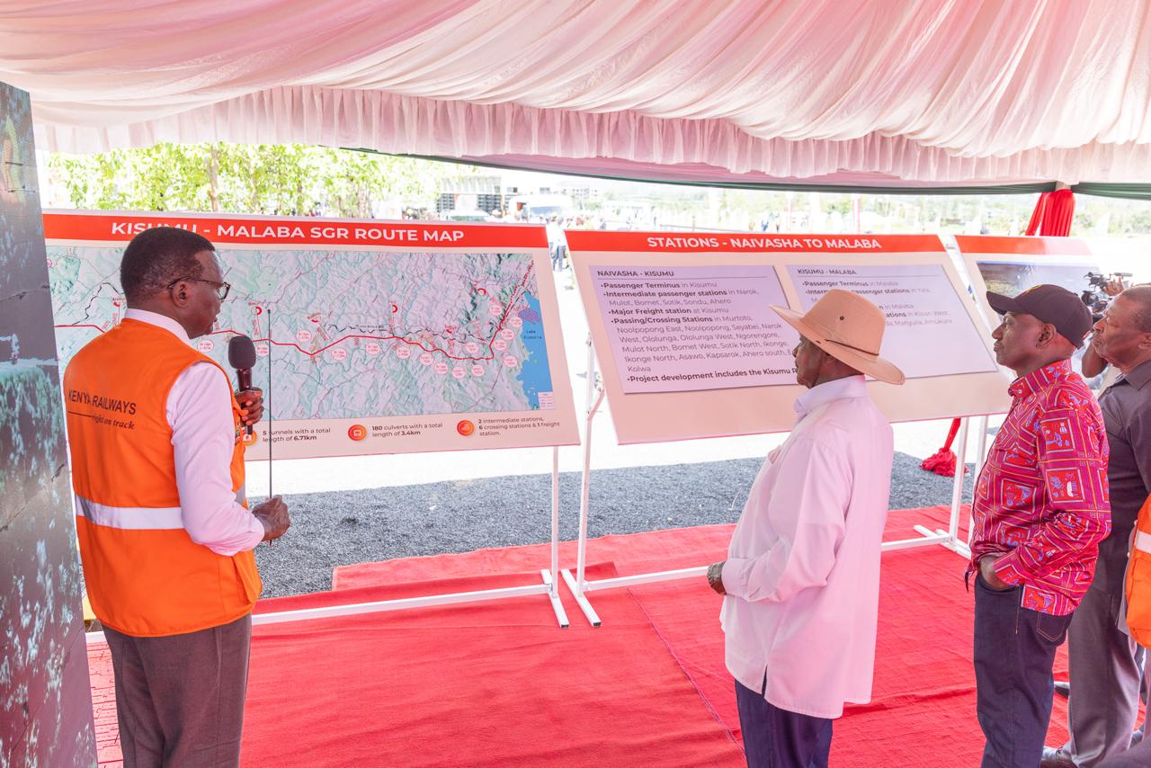 Ruto launches Kisumu-Malaba SGR extension in distinguished presence of Museveni