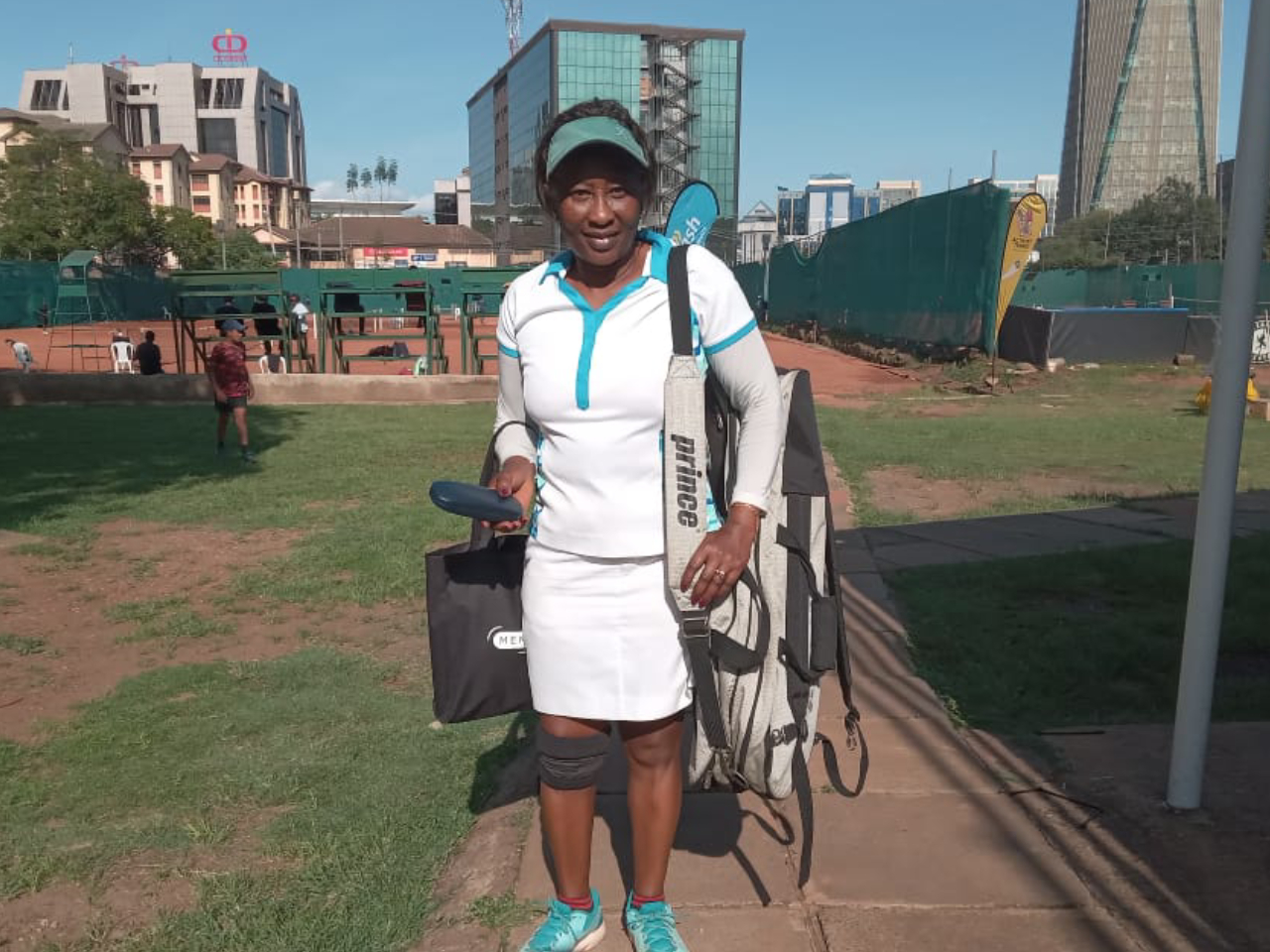 Veteran player Mary Wachira, 64, poses for a photo a few metres from the Nairobi Club clay courts on March 13, 2026. She made an emphatic return to competitive tennis, defeating Lily Mburu 6-0, 6-0 in the opening round of the women’s category at the Ultimate Champions Tennis Challenge