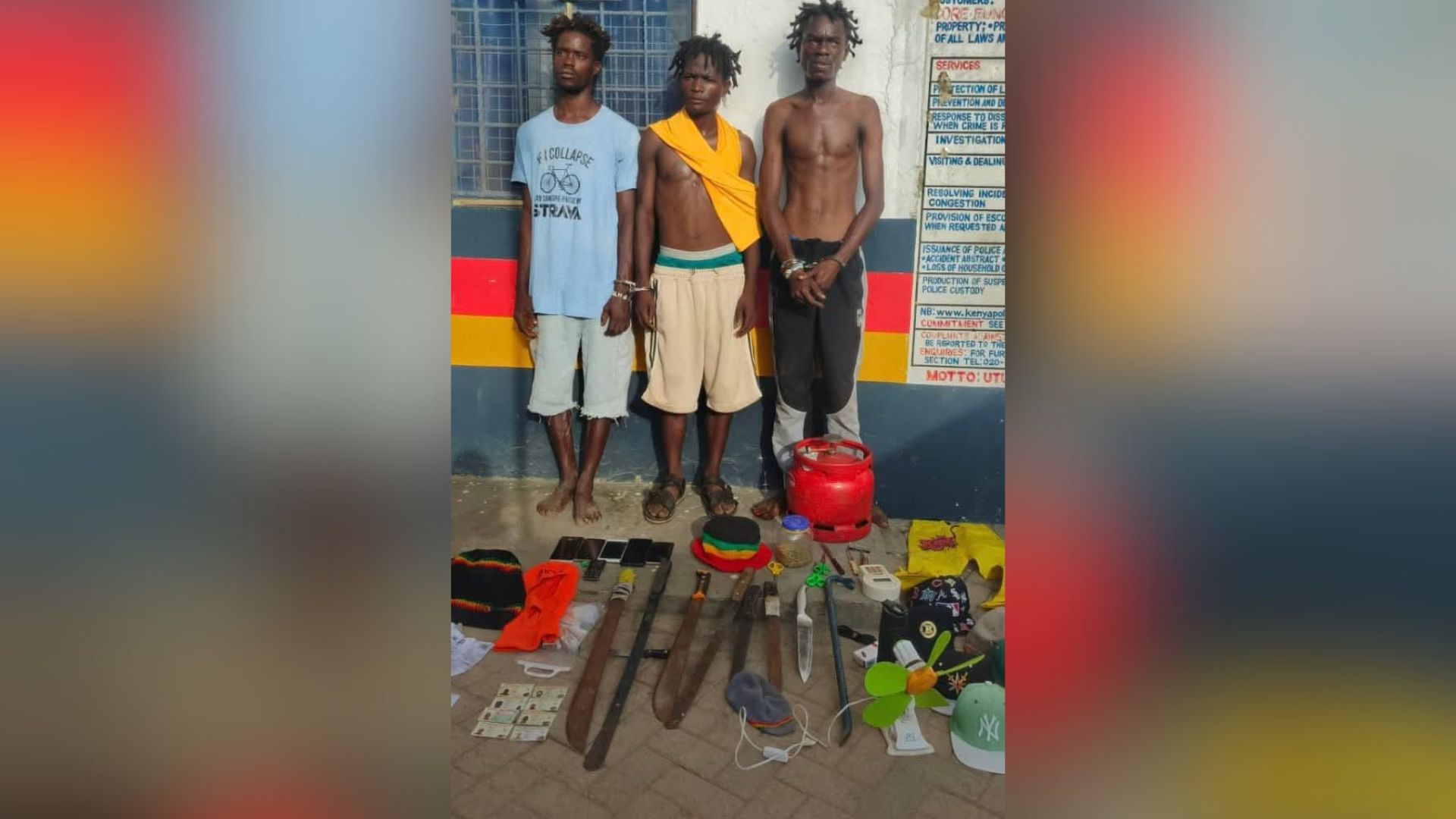 Burglary suspects who were arrested in Mtwapa, Kilifi County