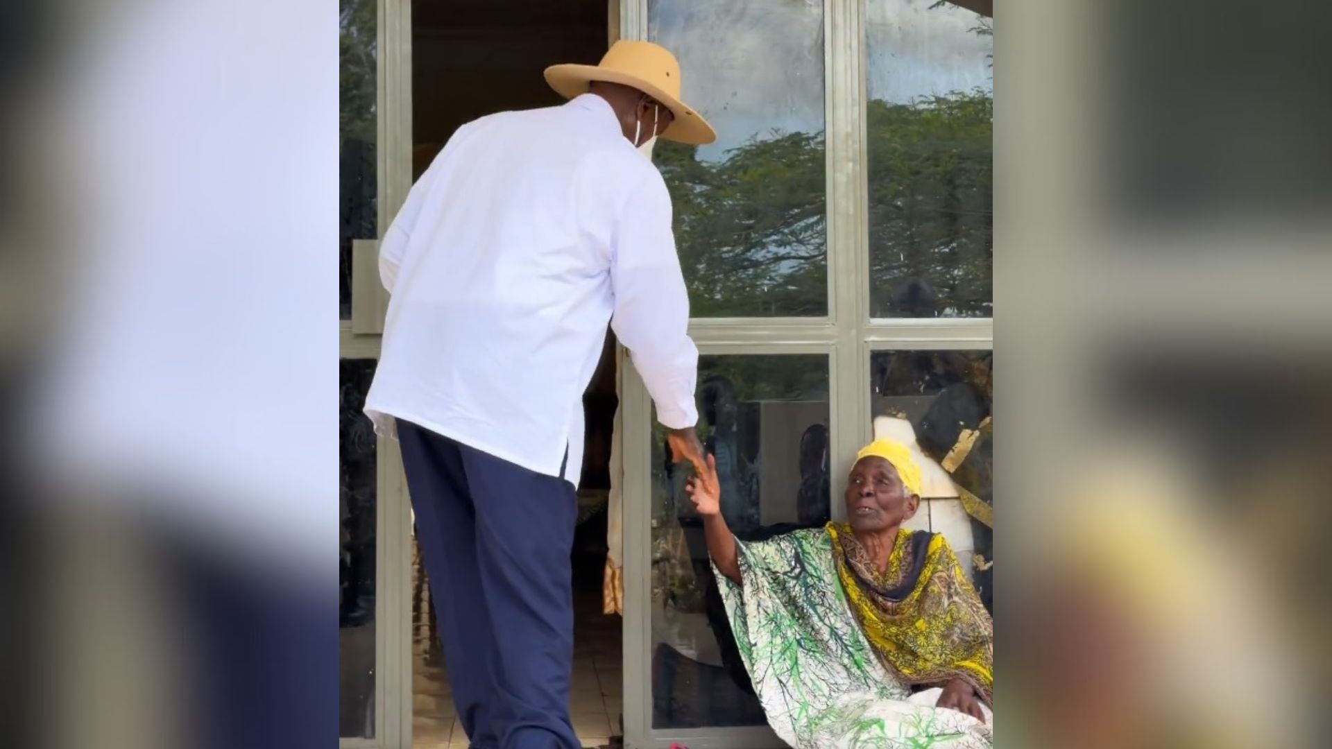 Museveni humbly visits 95-year-old friend and neighbour Hajjati Bitamisi Namuddu in Masaka
