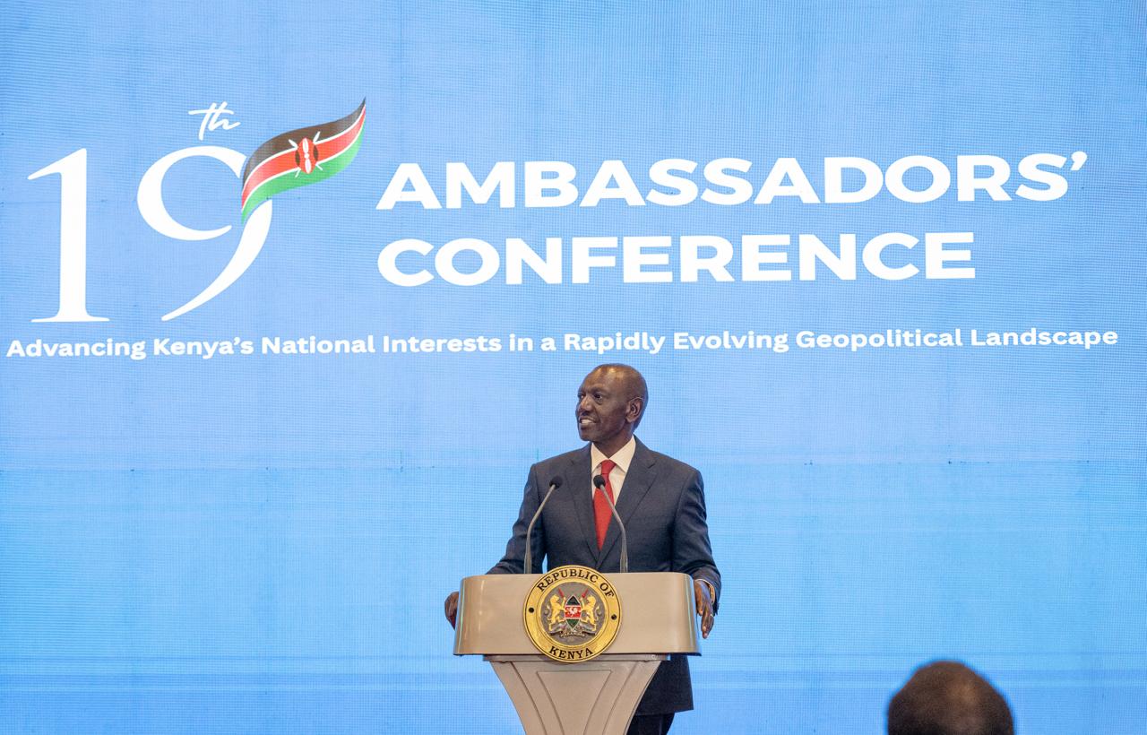 President William Ruto speaking during the 19th Ambassadors and High Commissioners Conference at Safari Park hotel in Nairobi on March 28, 2026