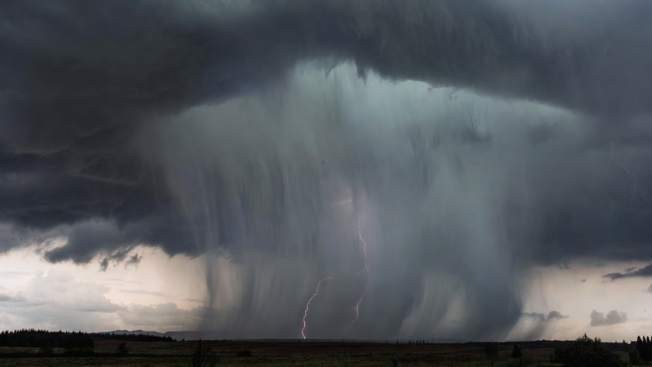 An evening thunderstorm. 