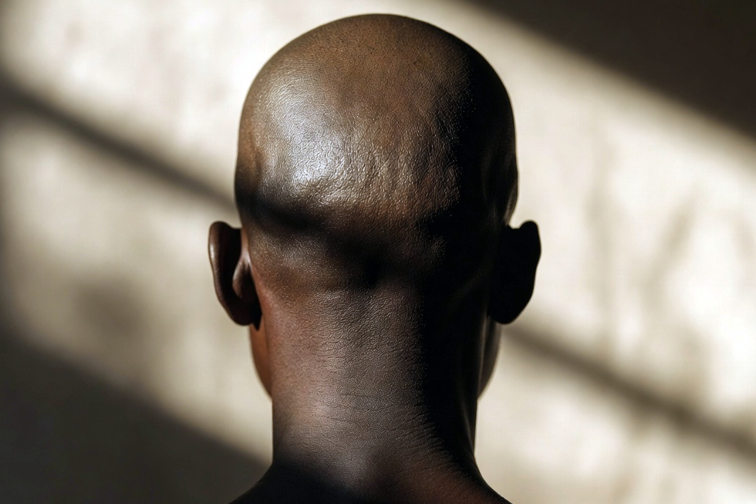 Woman with shaved hair