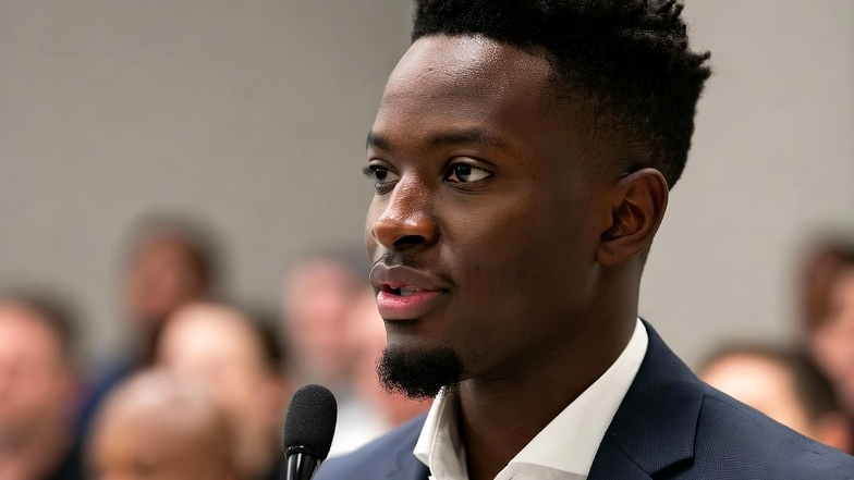 Man speaks to his audience